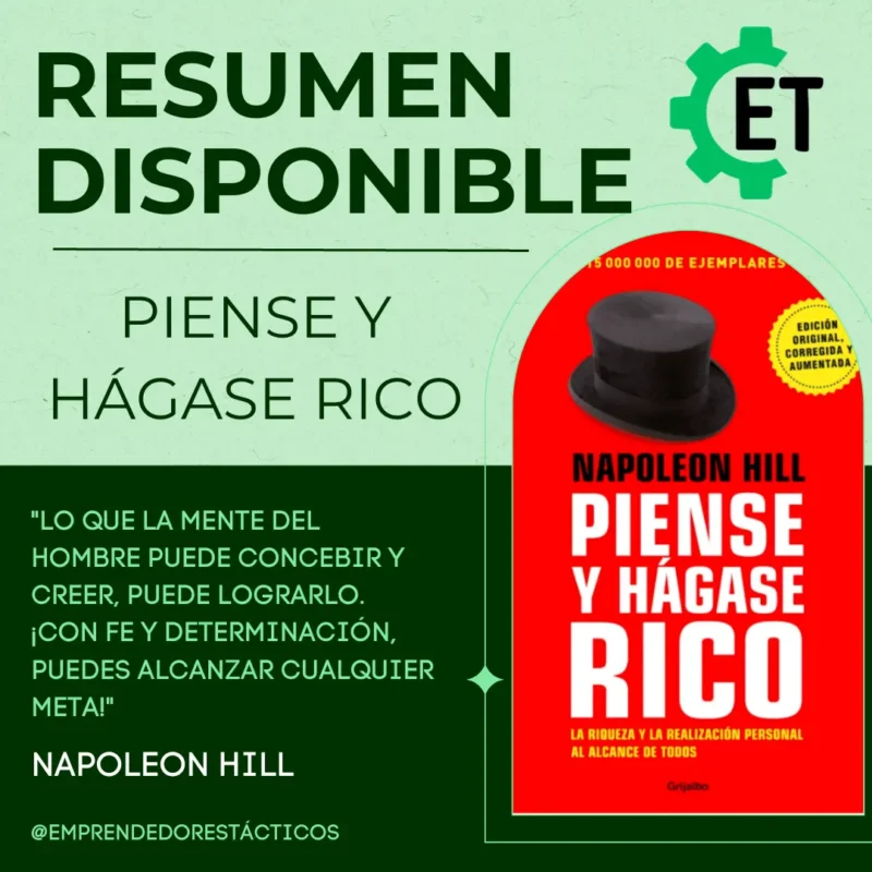 Publicación de Instagram del resumen piense y hágase rico